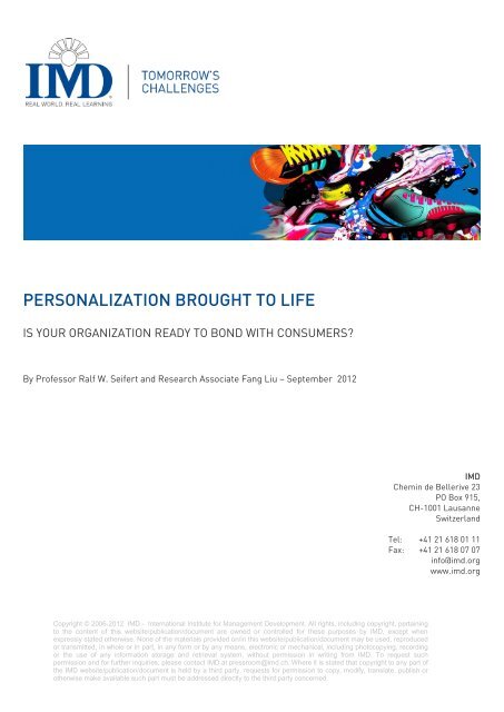 PERSONALIZATION BROUGHT TO LIFE - IMD