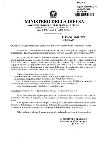 conferimento delle onorificenze dell'ordine al merito della ...