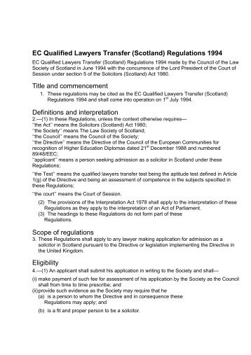 EC Qualified Lawyers Transfer (Scotland) Regulations 1994