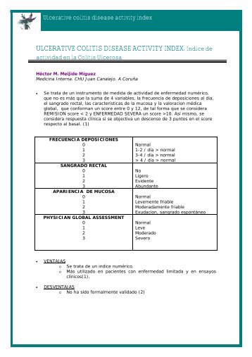 ULCERATIVE COLITIS DISEASE ACTIVITY INDEX. Indice de