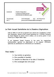 Le Point Accueil Installation de la Chambre d'Agriculture Vous voulez :