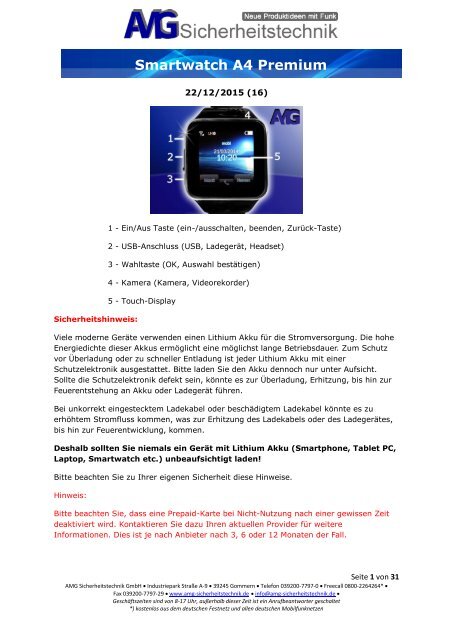 Smartwatch A4 Premium