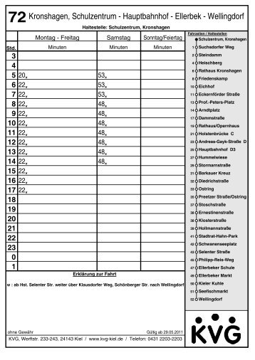 72Kronshagen, Schulzentrum - Hauptbahnhof - Ellerbek - Wellingdorf