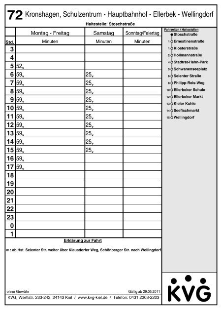 72Kronshagen, Schulzentrum - Hauptbahnhof - Ellerbek - Wellingdorf