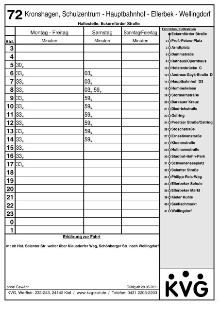 72Kronshagen, Schulzentrum - Hauptbahnhof - Ellerbek - Wellingdorf