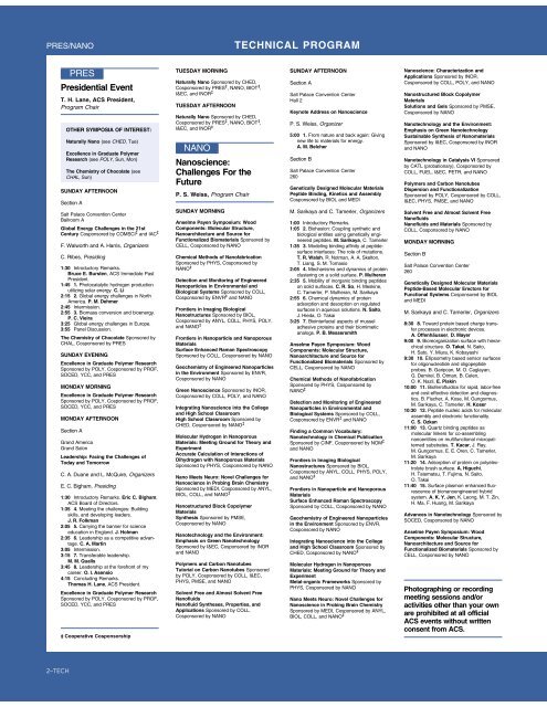 TECHNICAL PROGRAM - American Chemical Society Publications