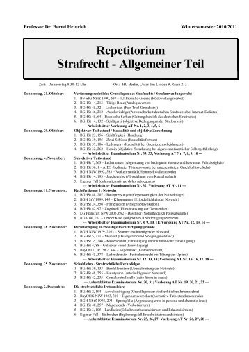 Repetitorium Strafrecht - Allgemeiner Teil - Prof. Dr. Bernd Heinrich