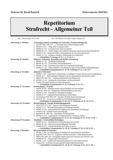Repetitorium Strafrecht Allgemeiner Teil Prof Dr Bernd Heinrich