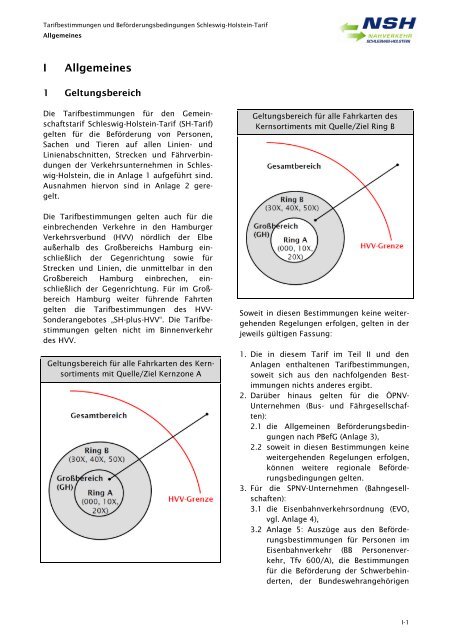 Tarifbestimmungen zum SH-Tarif