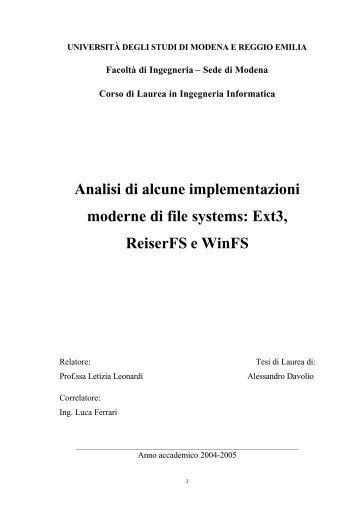 Tesi Completa (PDF) - UniversitÃ  degli Studi di Modena e Reggio ...