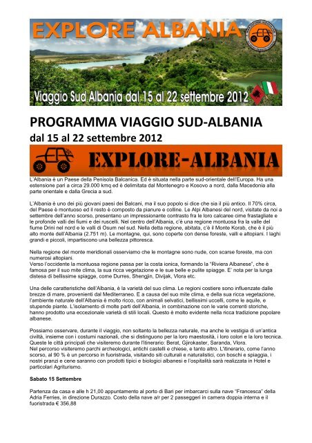 PROGRAMMA VIAGGIO SUD-ALBANIA - Off Road Web