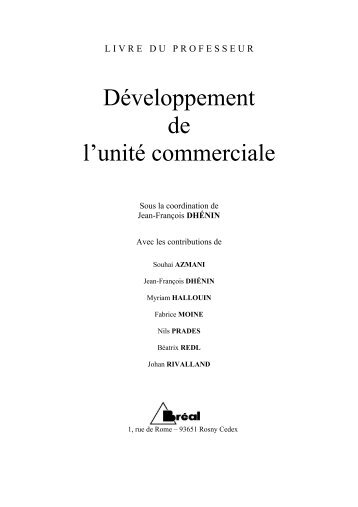 DÃ©veloppement de l'unitÃ© commerciale - Editions BrÃ©al