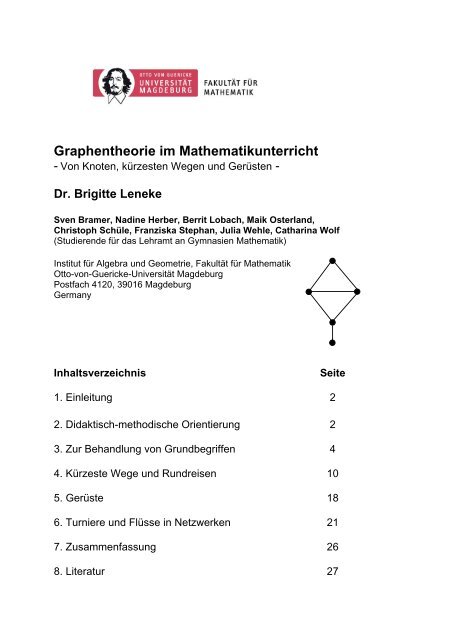 Graphentheorie im Mathematikunterricht - Fakultät für Mathematik ...