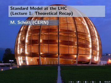 Standard Model at the LHC (Lecture 1: Theoretical Recap) M. Schott ...