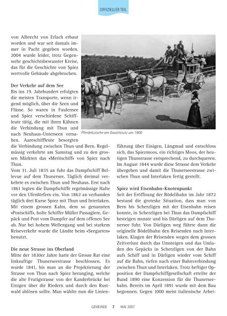 Spiez Historisch Verkehrsknotenpunkt von alters her ... - in Spiez