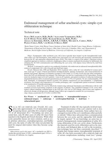 Endonasal management of sellar arachnoid cysts: simple cyst ...