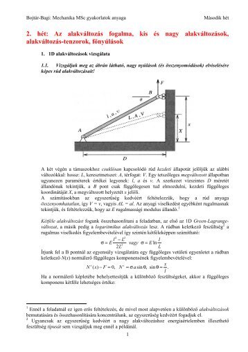 2. hét: Az alakváltozás fogalma, kis és nagy alakváltozások ...