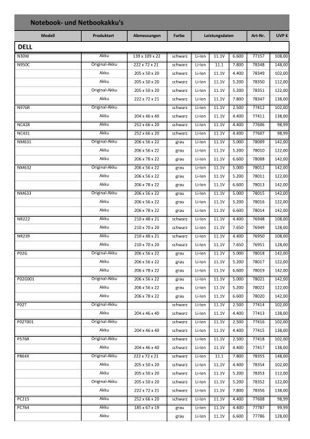 Notebook- und Netbookakku's