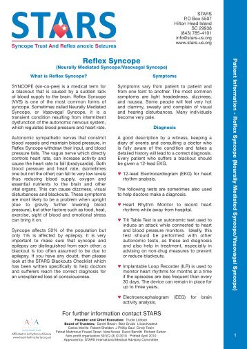 STARS REFLEX SYNCOPE (Vasovagal Syncope) US Sheet.indd