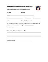 Auburn Athletics Personal Autograph Request Form