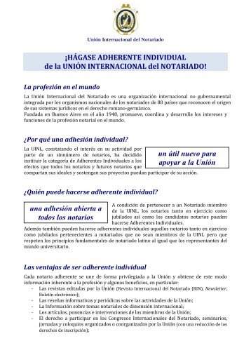 la ficha informativa con los beneficios de ser Adherente Individual ...