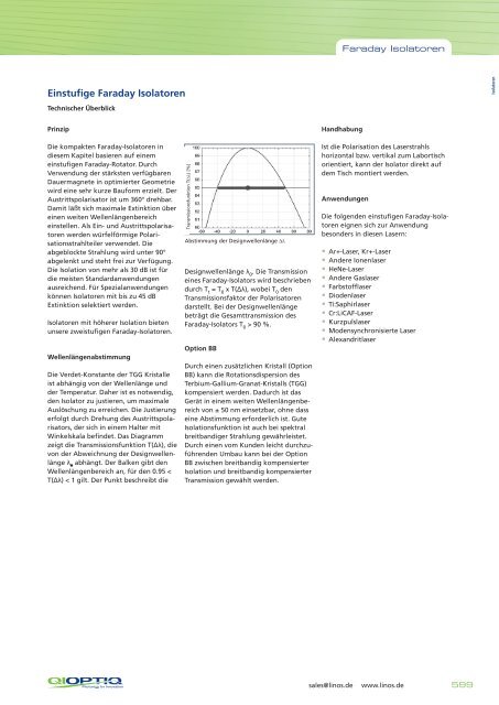 Die LINOS Faraday Isolatoren - Qioptiq Q-Shop