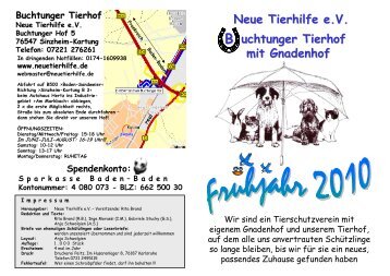 Neue Tierhilfe e.V. uchtunger Tierhof mit Gnadenhof