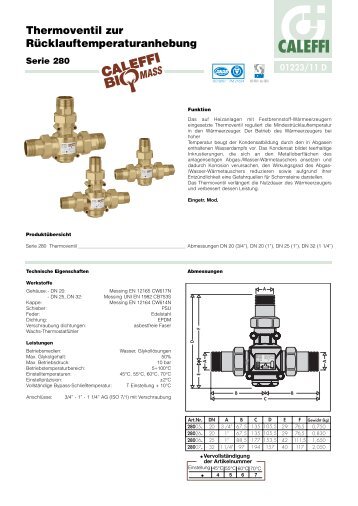 Thermoventil zur Rücklauftemperaturanhebung - Caleffi