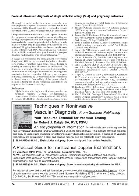 Volume 6 Issue 3 - Australasian Society for Ultrasound in Medicine