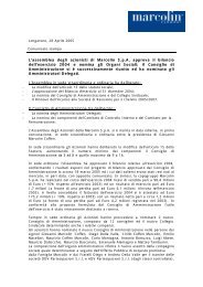 L'assemblea degli azionisti di Marcolin S.p.A. approva il bilancio dell ...