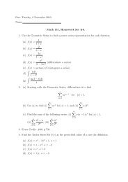 Math 151, Homework Set #8. 1. Use the Geometric Series to find a ...