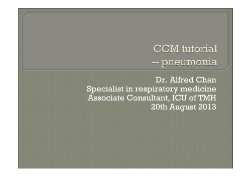 Dr. Alfred Chan Specialist in respiratory medicine Associate ...