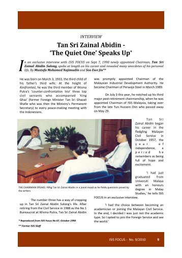 Tan Sri Zainal Abidin - ISIS Malaysia