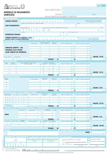 F24 Modello Ordinario Comune Di Minerbio