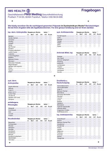 Fragebogen - IMS Prescriber Focus