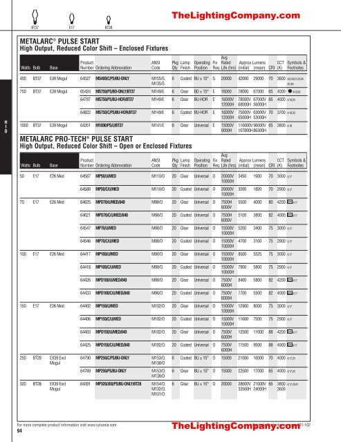 Lamp and Ballast Catalog - The Lighting Company