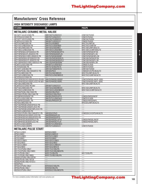 Lamp and Ballast Catalog - The Lighting Company