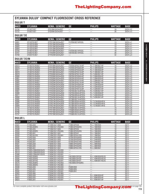 Lamp and Ballast Catalog - The Lighting Company