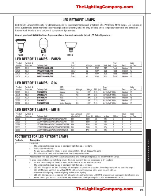 Lamp and Ballast Catalog - The Lighting Company