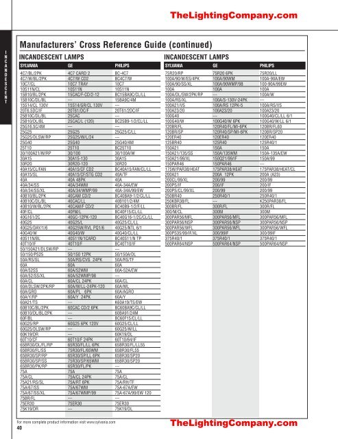 Lamp and Ballast Catalog - The Lighting Company