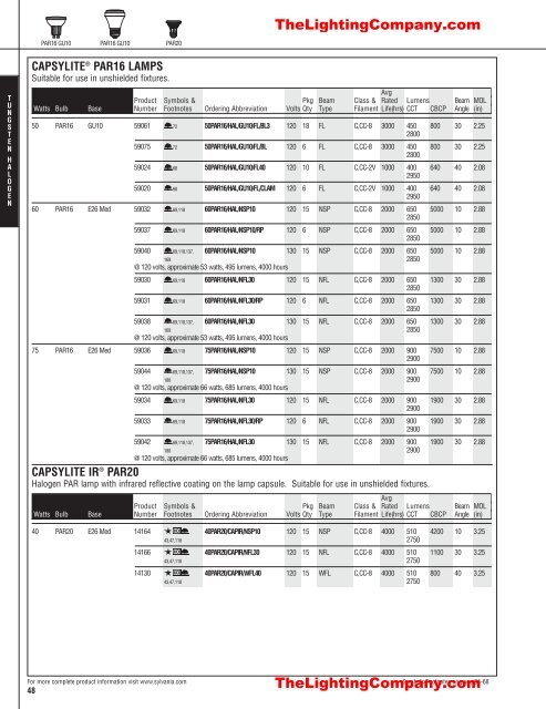 Lamp and Ballast Catalog - The Lighting Company