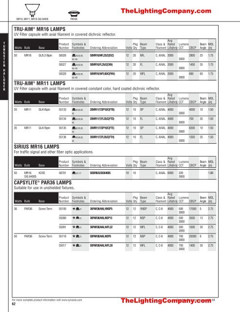 Lamp and Ballast Catalog - The Lighting Company