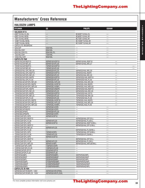 Lamp and Ballast Catalog - The Lighting Company