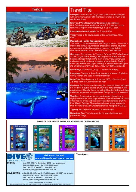 Tonga Brochure - Dive Adventures