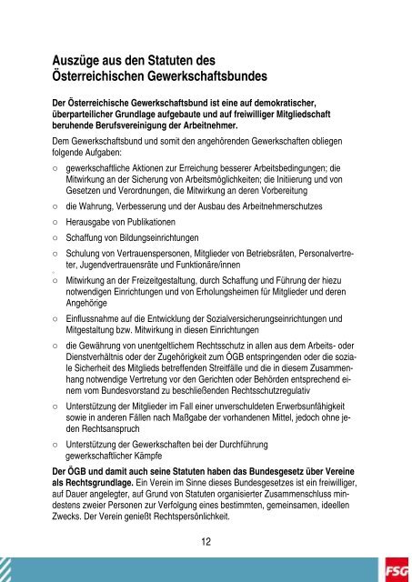 Fraktion Sozialdemokratischer GewerkschafterInnen in der ... - FSG