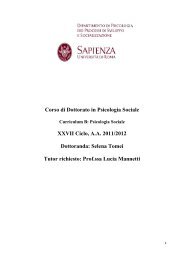 Corso di Dottorato in Psicologia Sociale XXVII Ciclo, A.A. 2011/2012 ...
