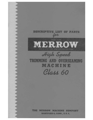 Parts book for Merrow 60 - Superior Sewing Machine and Supply ...
