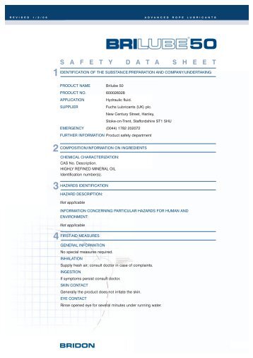 Brilube 50 MSDS - Bridon