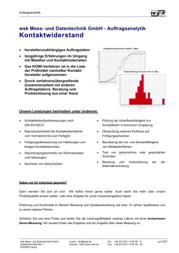 Kontaktwiderstand - wsk Mess- und Datentechnik GmbH