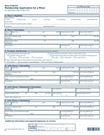 Membership Application for Minor - Navy Federal Credit Union